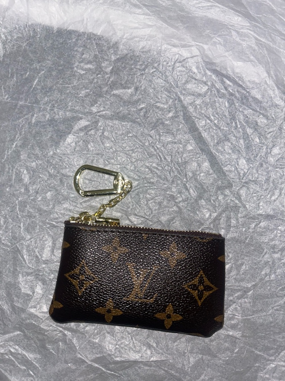 Monogram Mini Pouch in Brown and Gold